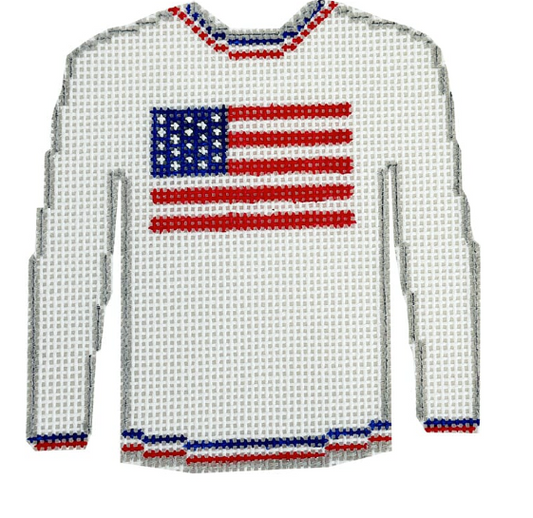 Flag on White Sweater